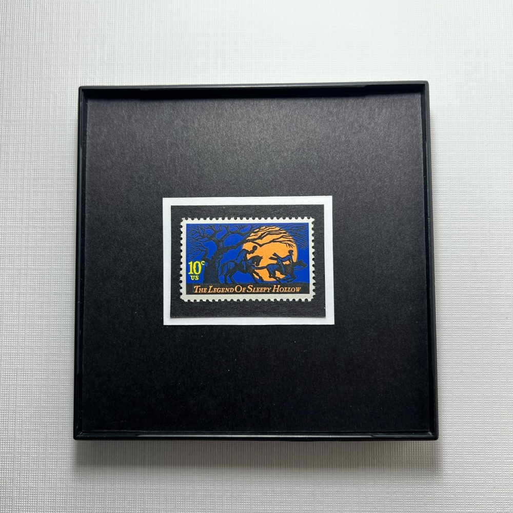 1974 Sleepy Hollow Framed Postage Stamp Art 4x4 #1548